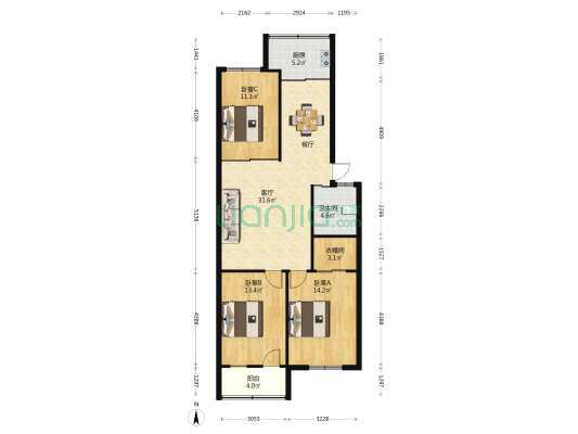 福益新村 3室1厅1卫 100平方