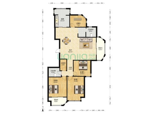 临东家园 4室1厅2卫 162平方