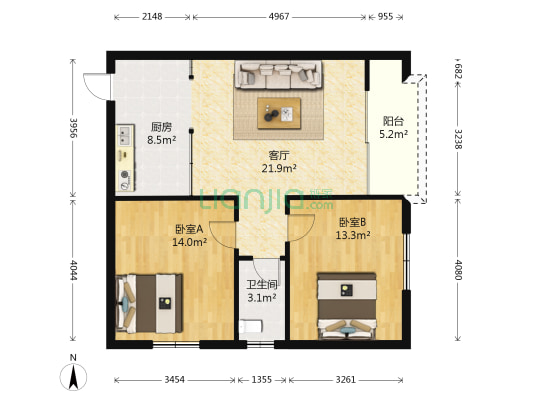 容桂顺景楼 2室1厅1卫 80平方