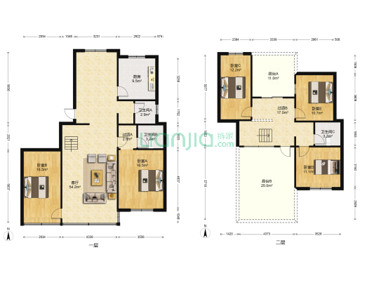 富丽花园 5室1厅3卫 173平方