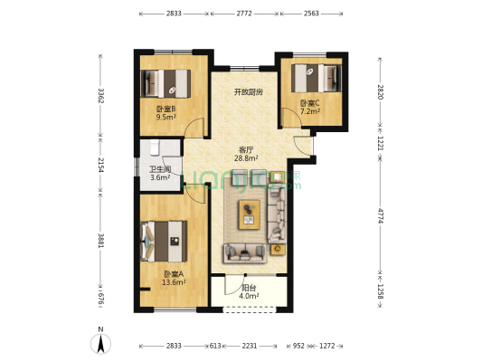 英国宫8期 3室1厅1卫 90平方
