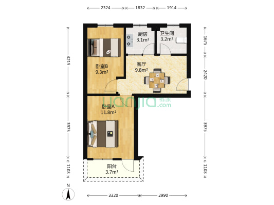 富巷新村南4小区 2室1厅1卫 54平方