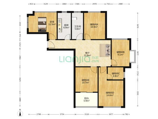 和泰家园 1室1厅1卫 121平方