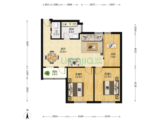 金满花园小区 3室1厅1卫 85平方