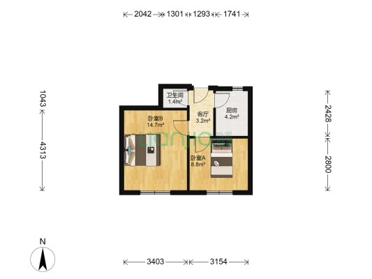 南小街 2室1厅1卫 29平方
