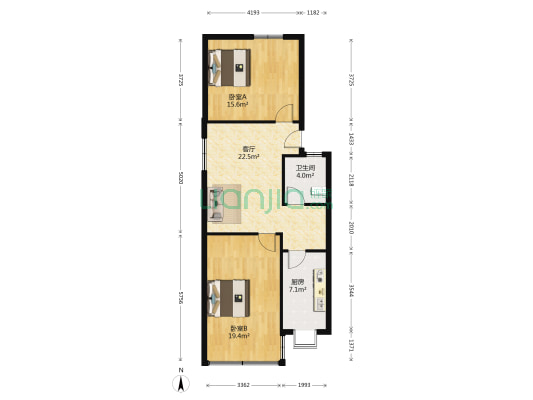 旺达花苑 2室1厅1卫 85平方