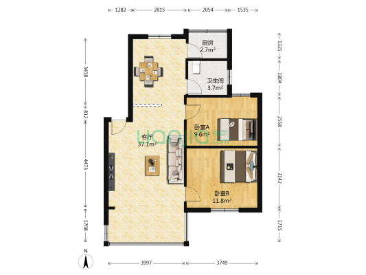 南山蛇口南水花园 2室1厅1卫 73平方