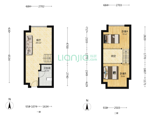 众邦MOHO国际 2室1厅1卫 37平方