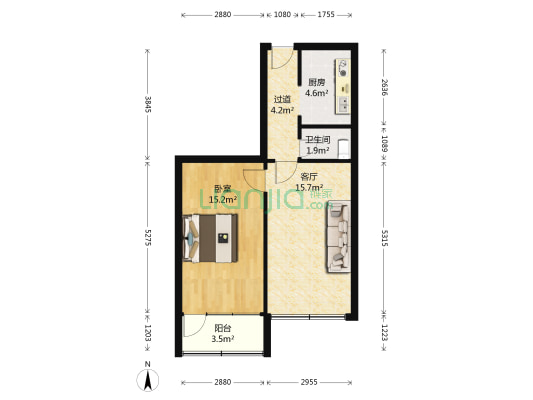 白玉街 1室1厅1卫 62平方