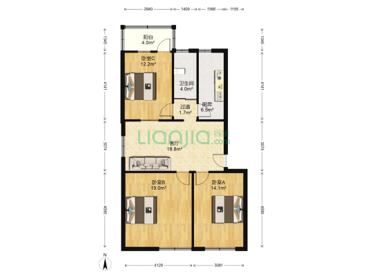 人民大会堂宿舍区 3室1厅1卫 99平方