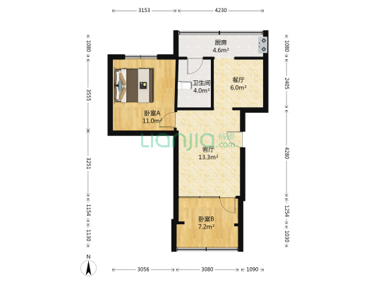 玉林六巷5号 2室2厅1卫 55平方