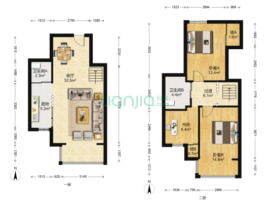 蕙庭花园 3室1厅2卫 54平方