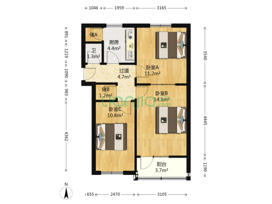 建国小经五路38号 3室0厅1卫 63平方
