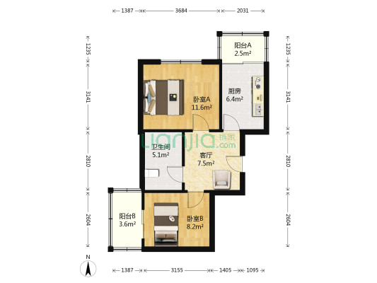 阿继科技园 2室1厅1卫 67平方