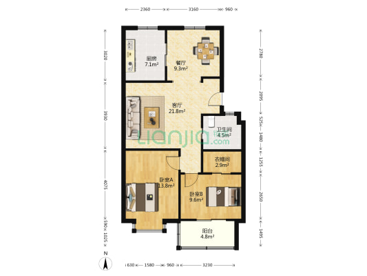 皇山桥安置小区 2室2厅1卫 186平方