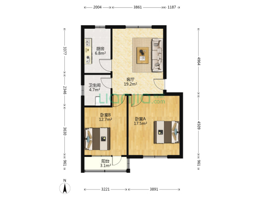 考院商住 2室1厅1卫 85平方