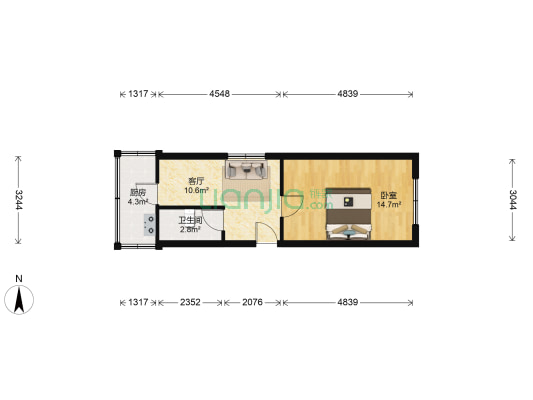荣迁西里 1室1厅1卫 41平方