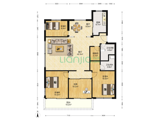 下吕浦三区书声组团 4室2厅2卫 145平方