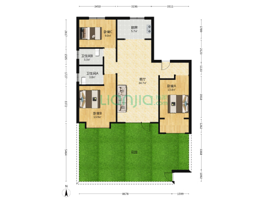 安联江山樾 3室1厅2卫 127平方