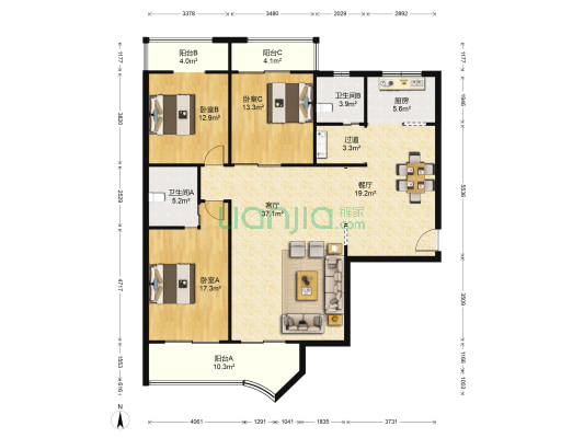 虹桥府邸 3室2厅2卫 160平方