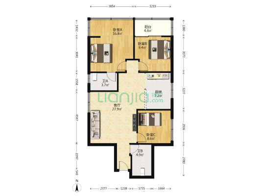 省府宿舍 3室1厅2卫 103平方