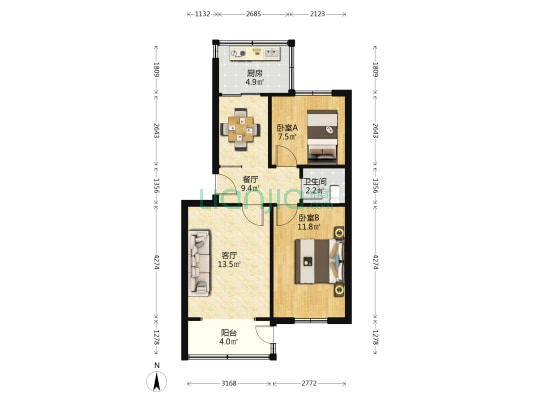 中铁物资集团西北公司家属院 2室2厅1卫 63平方