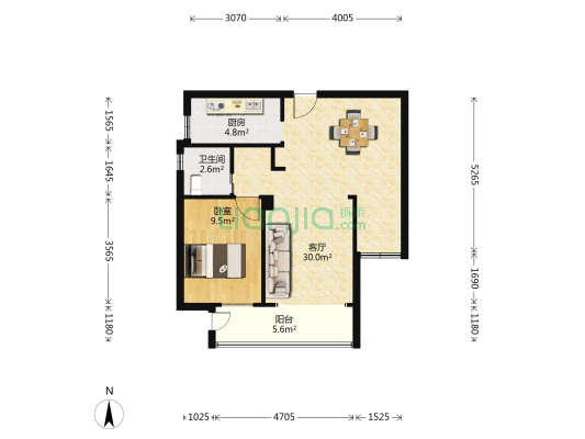 明湖花苑三期 1室1厅1卫 67平方