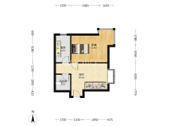 小区在市区位置好 正规一居室 户型方正 看房方便-涿州翔天万和城户型图