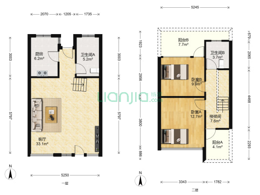置信·芙蓉青城 2室1厅2卫 89平方