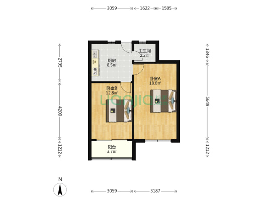 百花村 2室0厅1卫 56平方