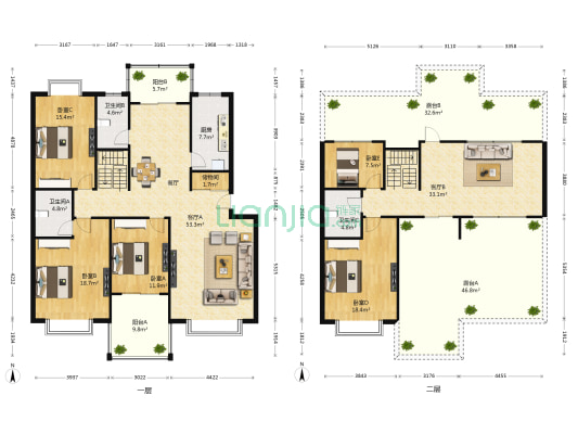 金税小区 5室2厅3卫 222平方
