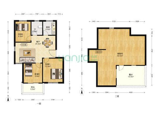 费市家苑 3室1厅1卫 126平方
