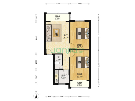 铁二局电务处 2室1厅1卫 67平方