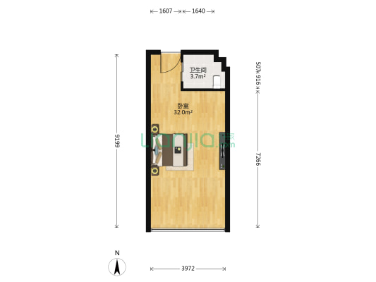 大摩西元广场 1室0厅1卫 55平方