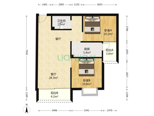 花香满径 2室1厅1卫 91平方
