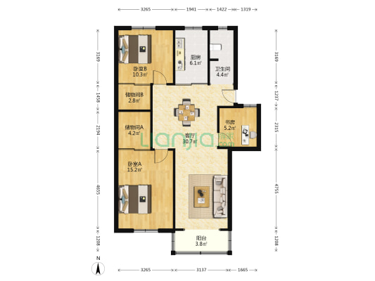 上蒋巷 3室1厅1卫 102平方