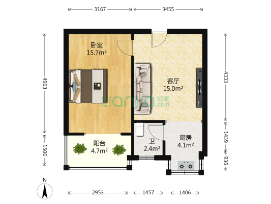 东诚小区 1室1厅1卫 48平方