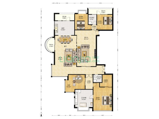 安栢丽晶 4室2厅3卫 247平方