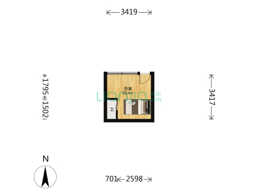 东铁匠胡同 1室0厅1卫 21平方