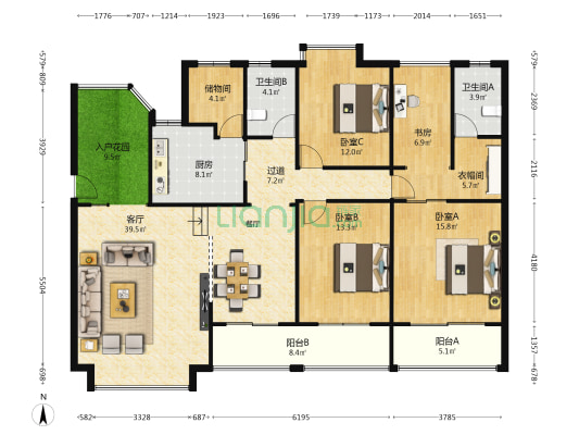 熙园 4室1厅2卫 160平方