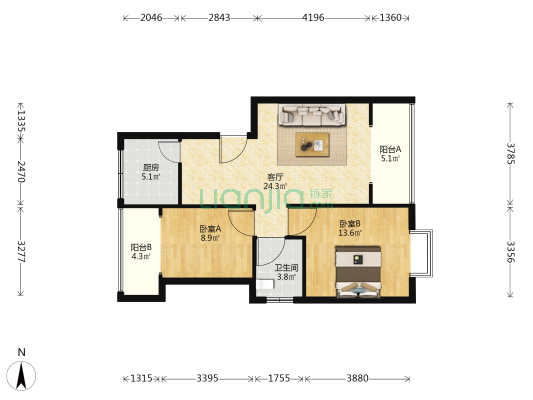 源江庭苑 2室1厅1卫 71平方