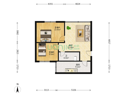 电建小区 2室1厅1卫 72平方