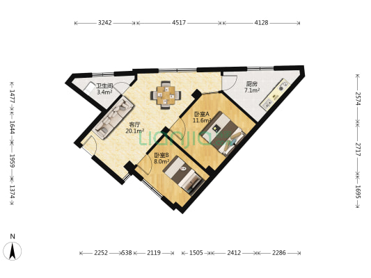 第四市场 2室1厅1卫 62平方