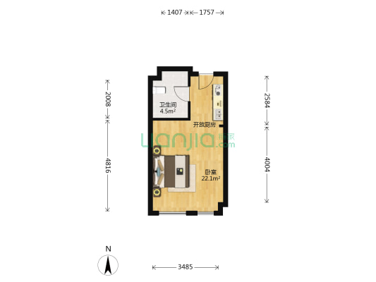 泰富商业广场 1室0厅1卫 40平方