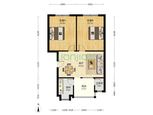 兴旺小区 2室1厅1卫 156平方