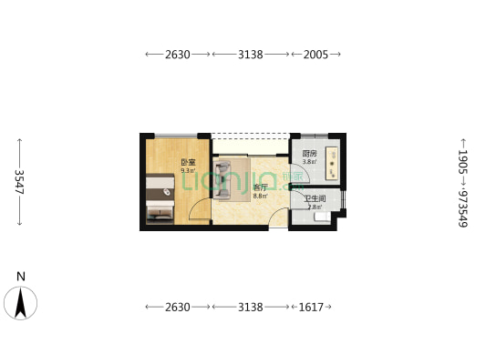 平深朗豪轩 1室1厅1卫 35平方
