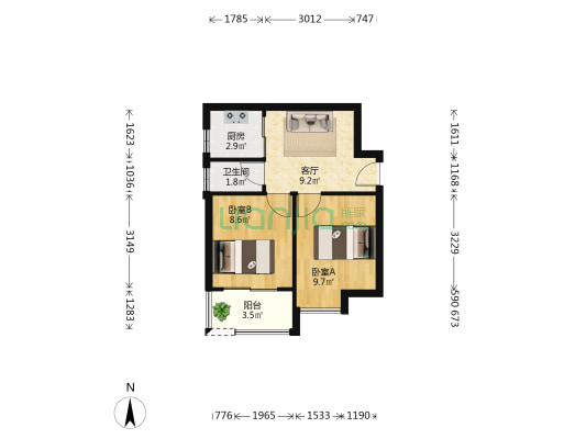 中联御景湾 2室1厅1卫 48平方