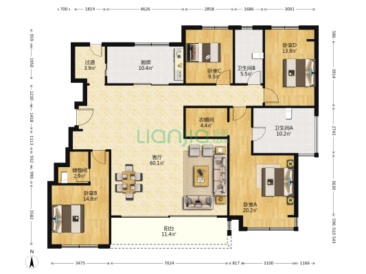狮子山澜庭 4室1厅2卫 190平方