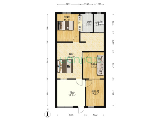 戏校南路北三巷 2室1厅1卫 60平方