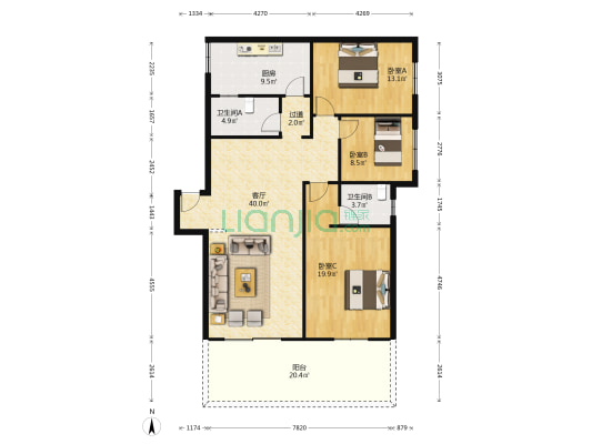 东兴巷70号 3室1厅2卫 122平方